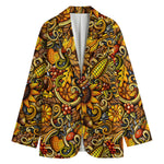 Abstract Sunflower Pattern Print Women's Blazer