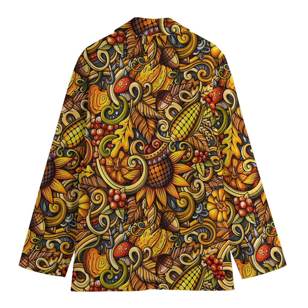Abstract Sunflower Pattern Print Women's Blazer