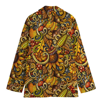 Abstract Sunflower Pattern Print Women's Blazer