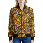 Abstract Sunflower Pattern Print Women's Bomber Jacket