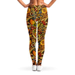 Abstract Sunflower Pattern Print Women's Leggings