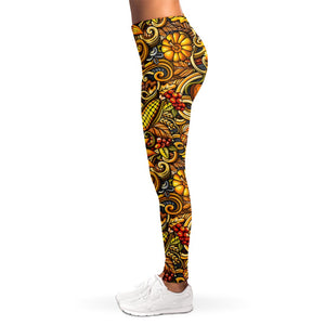 Abstract Sunflower Pattern Print Women's Leggings