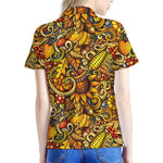 Abstract Sunflower Pattern Print Women's Polo Shirt
