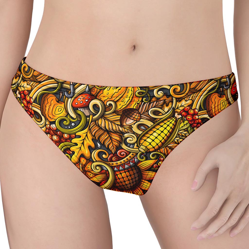 Abstract Sunflower Pattern Print Women's Thong