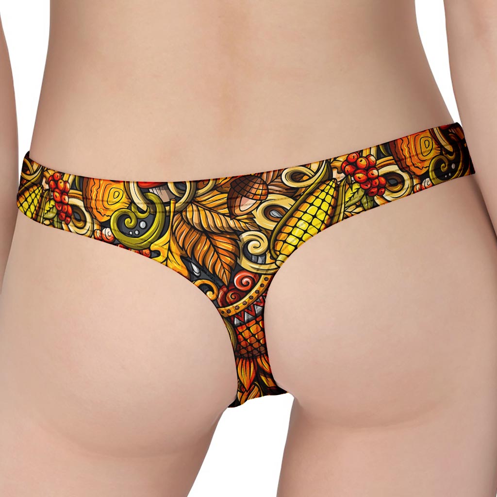 Abstract Sunflower Pattern Print Women's Thong