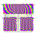 Abstract Twisted Moving Optical Illusion 3 Piece Kitchen Curtains