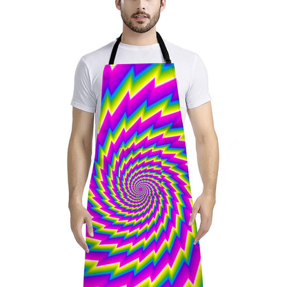 Abstract Twisted Moving Optical Illusion Bib Apron With Pocket