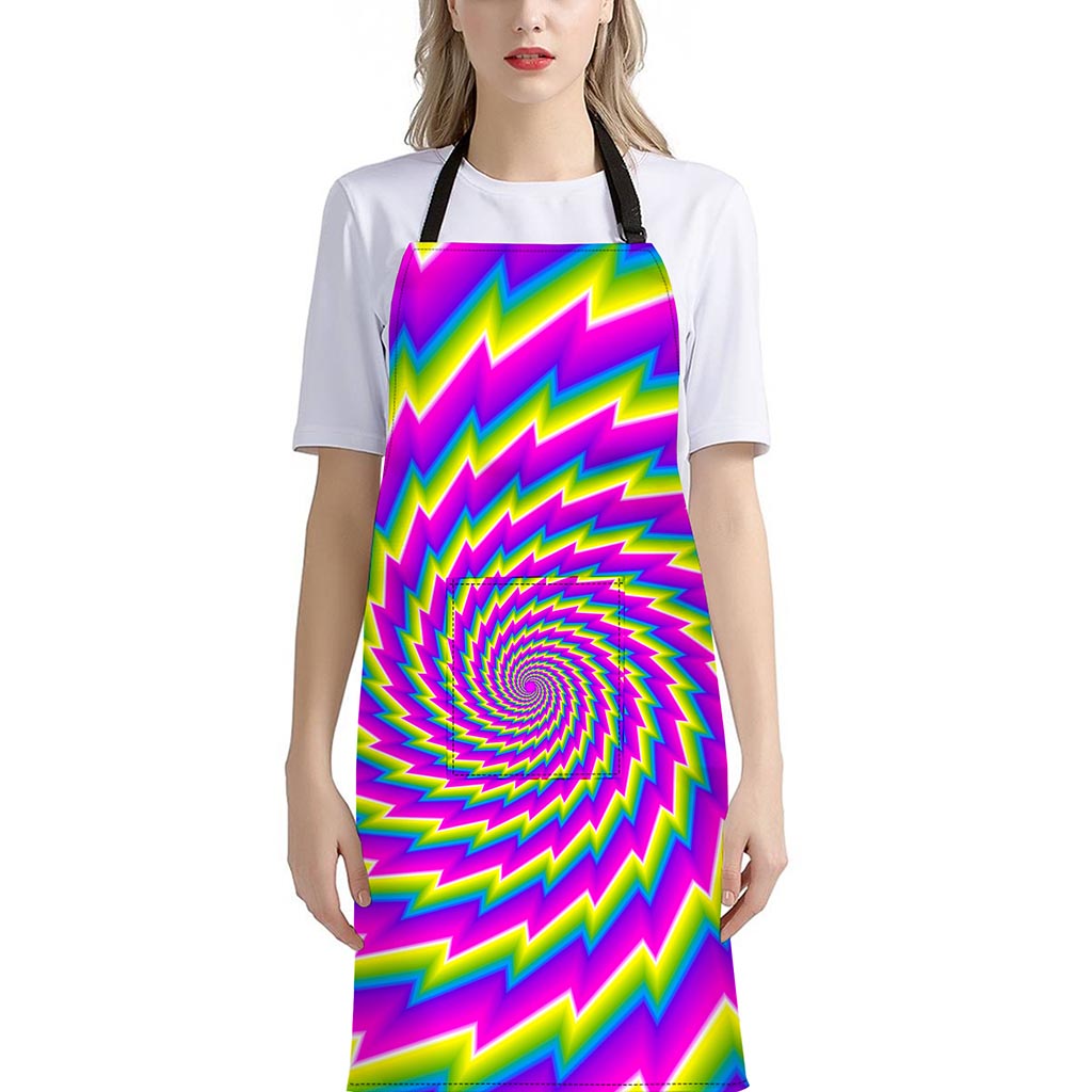 Abstract Twisted Moving Optical Illusion Bib Apron With Pocket
