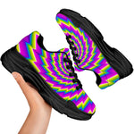 Abstract Twisted Moving Optical Illusion Black Chunky Shoes
