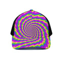 Abstract Twisted Moving Optical Illusion Black Mesh Trucker Hat