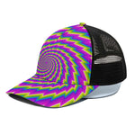 Abstract Twisted Moving Optical Illusion Black Mesh Trucker Cap