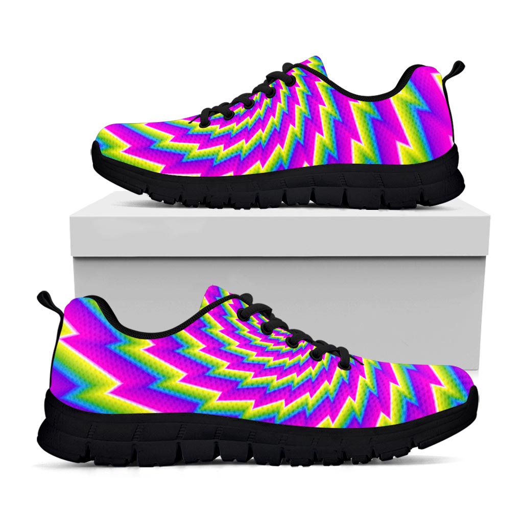 Abstract Twisted Moving Optical Illusion Black Running Shoes