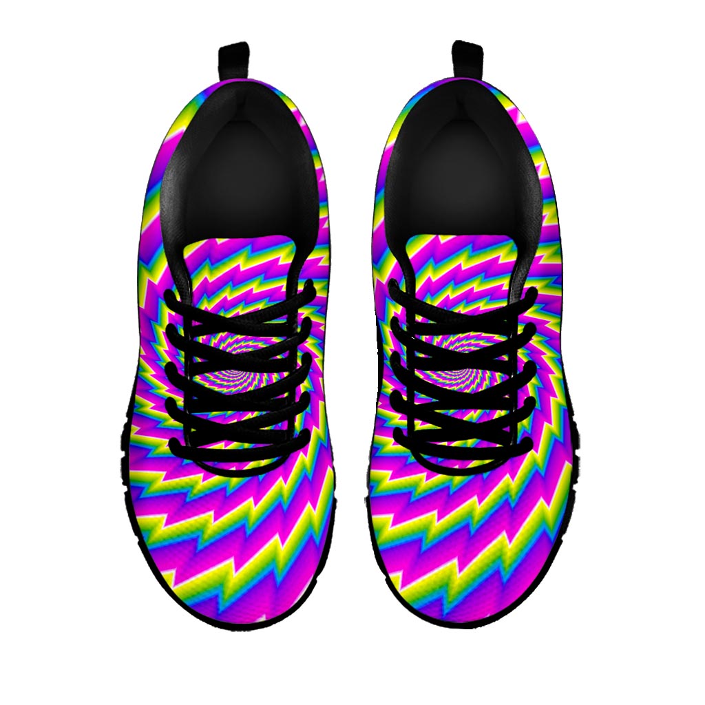 Abstract Twisted Moving Optical Illusion Black Running Shoes