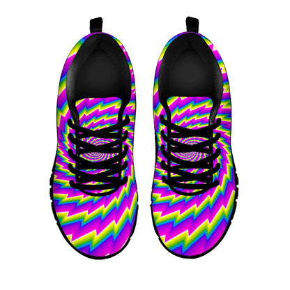 Abstract Twisted Moving Optical Illusion Black Running Shoes