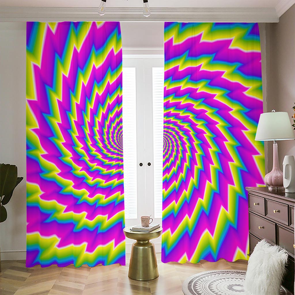 Abstract Twisted Moving Optical Illusion Blackout Pencil Pleat Curtains