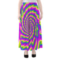Abstract Twisted Moving Optical Illusion Chiffon Maxi Skirt