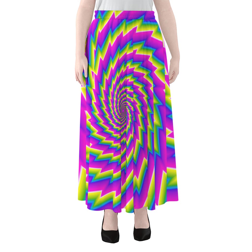 Abstract Twisted Moving Optical Illusion Chiffon Maxi Skirt