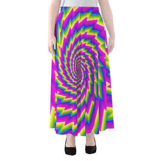 Abstract Twisted Moving Optical Illusion Chiffon Maxi Skirt
