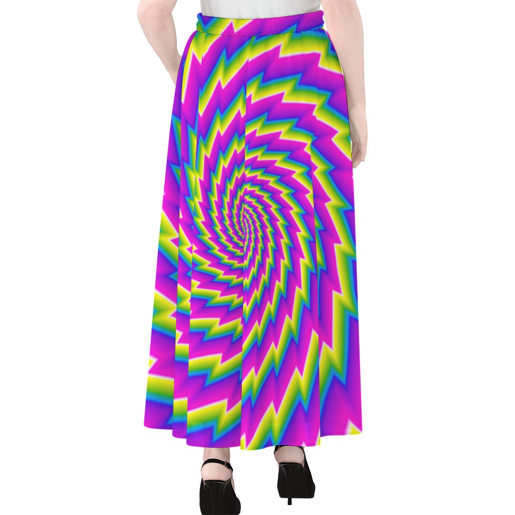 Abstract Twisted Moving Optical Illusion Chiffon Maxi Skirt