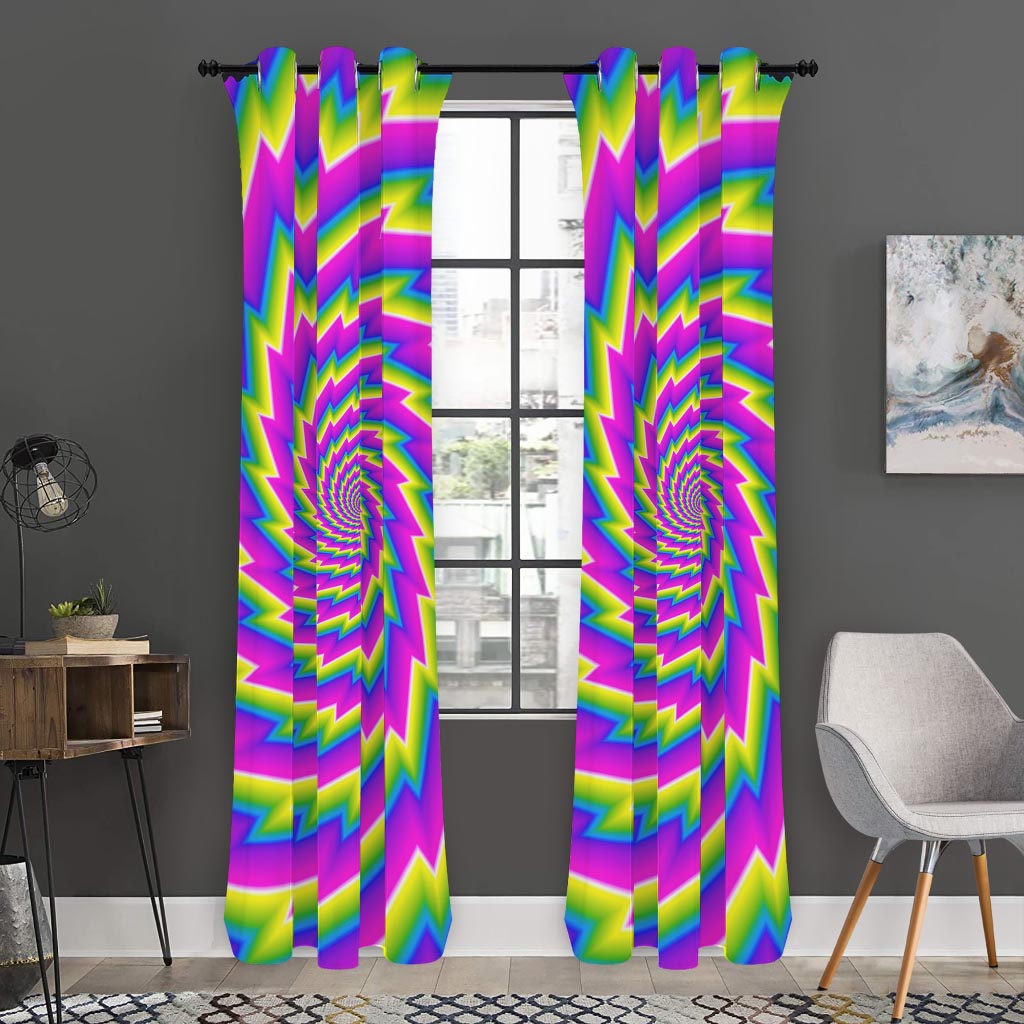 Abstract Twisted Moving Optical Illusion Curtain