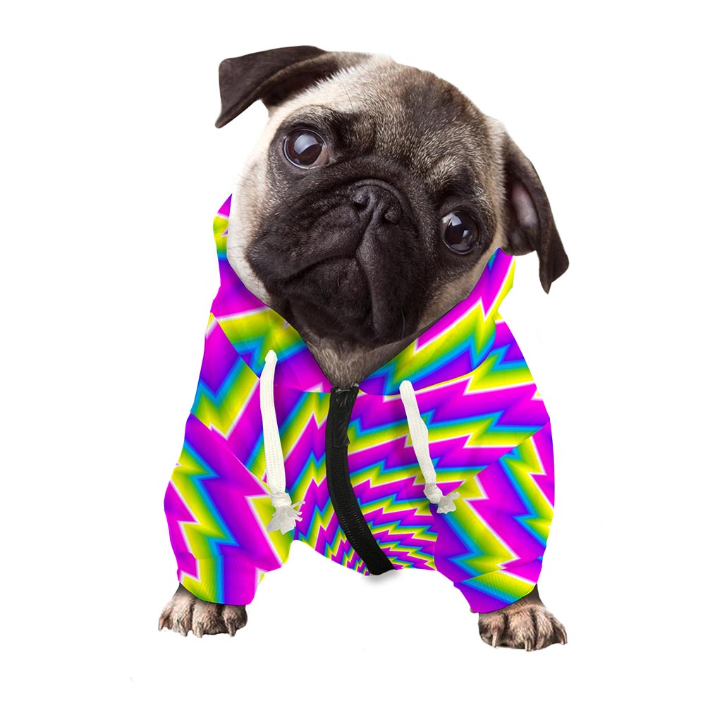 Abstract Twisted Moving Optical Illusion Dog Zip Up Hoodie