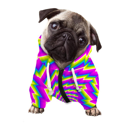 Abstract Twisted Moving Optical Illusion Dog Zip Up Hoodie