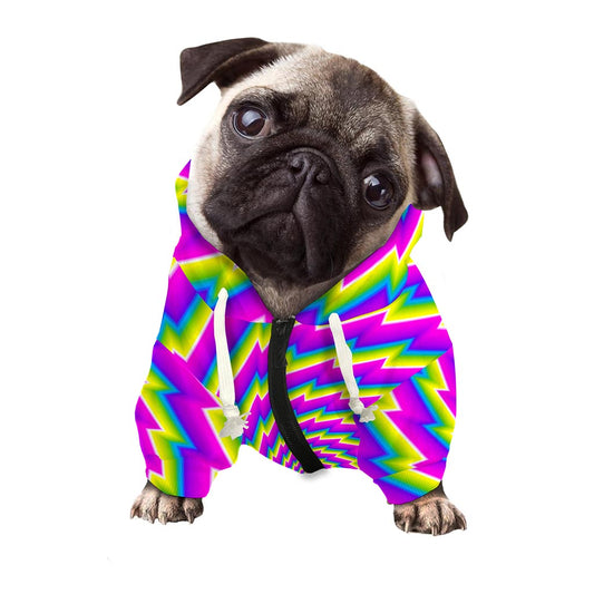 Abstract Twisted Moving Optical Illusion Dog Zip Up Hoodie