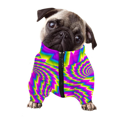 Abstract Twisted Moving Optical Illusion Dog Zip Up Jacket