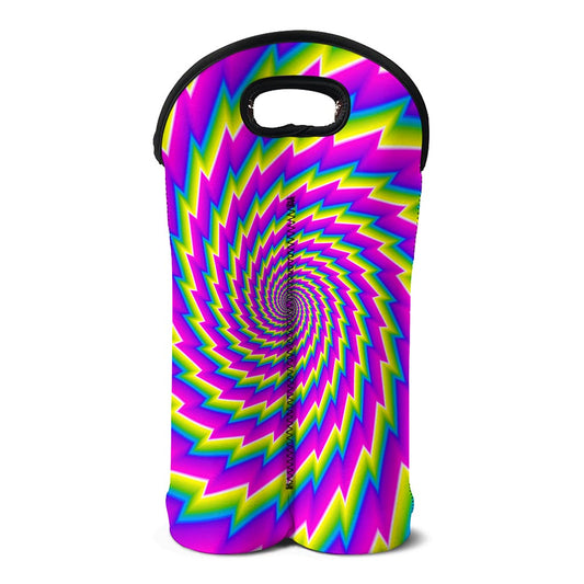 Abstract Twisted Moving Optical Illusion Double Neoprene Wine Tote