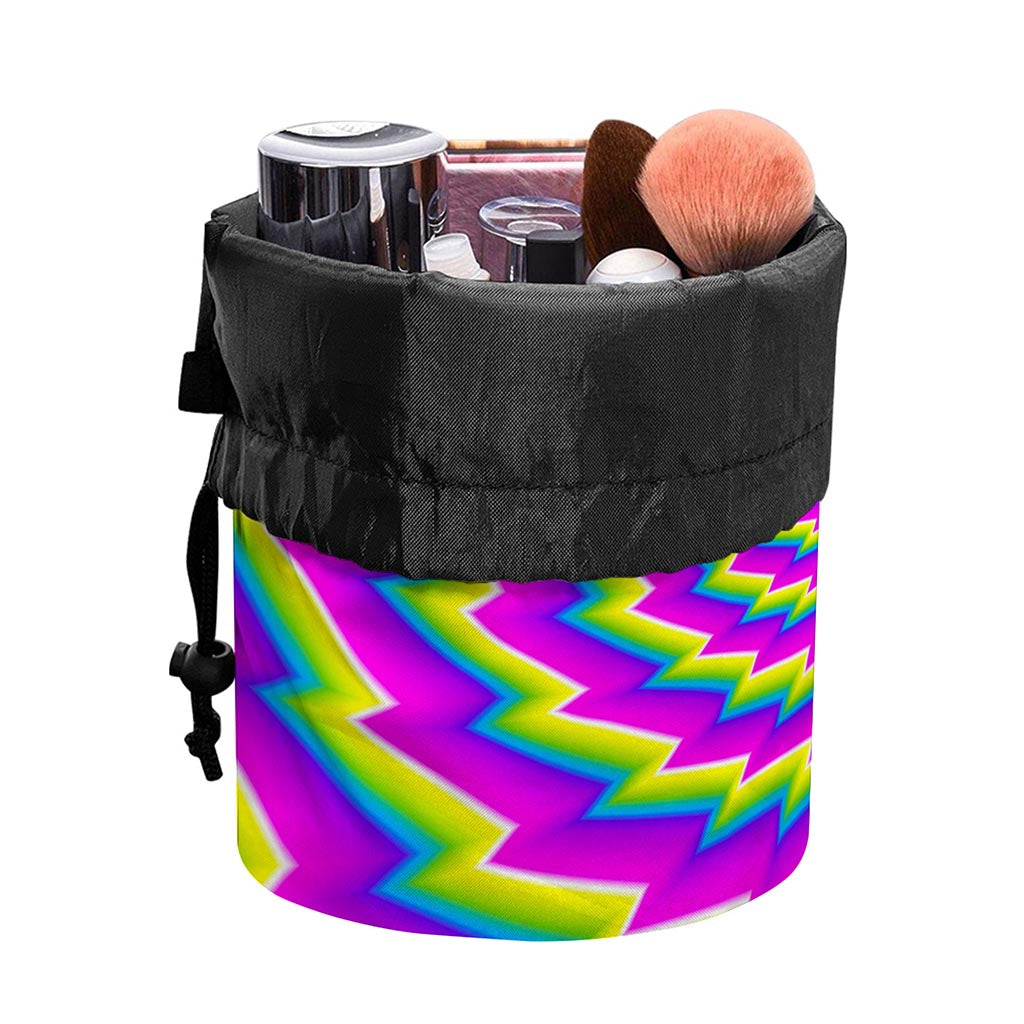 Abstract Twisted Moving Optical Illusion Drawstring Makeup Bag