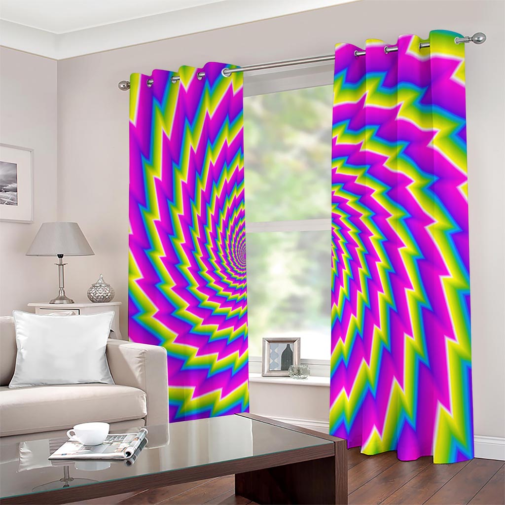 Abstract Twisted Moving Optical Illusion Extra Wide Grommet Curtains
