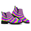 Abstract Twisted Moving Optical Illusion Flat Ankle Boots