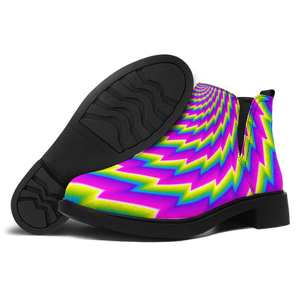 Abstract Twisted Moving Optical Illusion Flat Ankle Boots