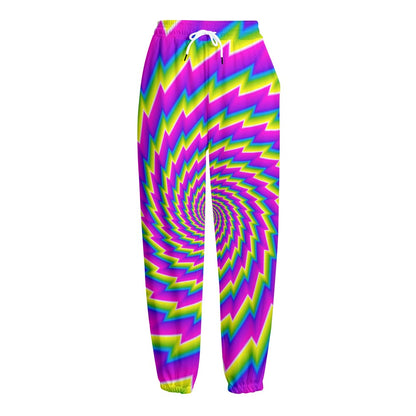 Abstract Twisted Moving Optical Illusion Fleece Lined Knit Pants