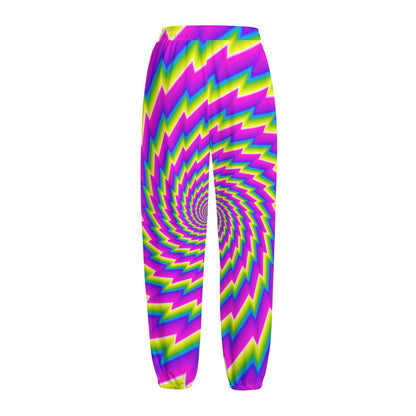 Abstract Twisted Moving Optical Illusion Fleece Lined Knit Pants