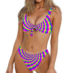Abstract Twisted Moving Optical Illusion Front Bow Tie Bikini