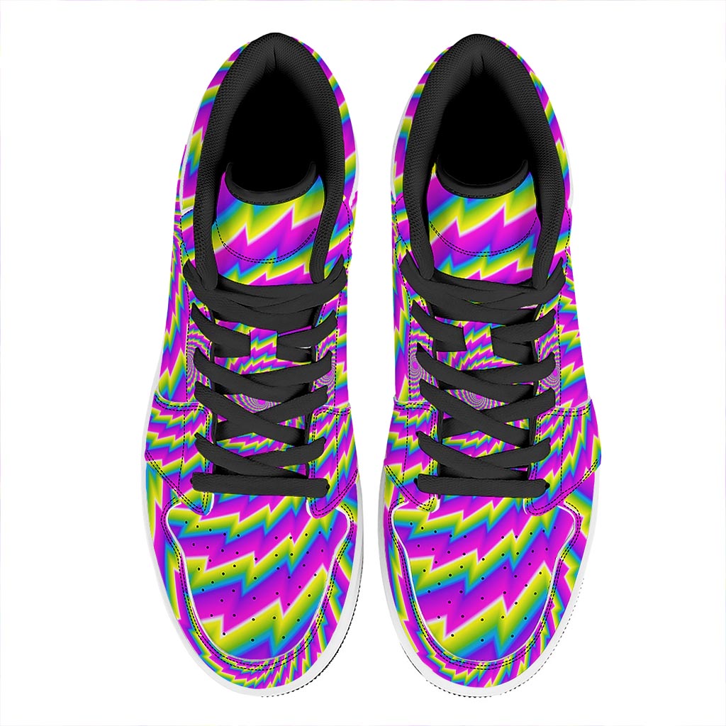 Abstract Twisted Moving Optical Illusion High Top Leather Sneakers