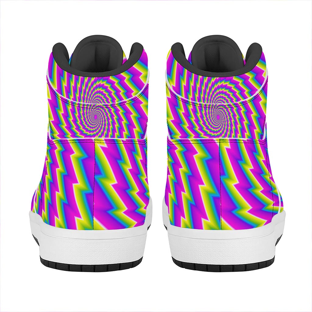 Abstract Twisted Moving Optical Illusion High Top Leather Sneakers