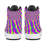 Abstract Twisted Moving Optical Illusion High Top Leather Sneakers