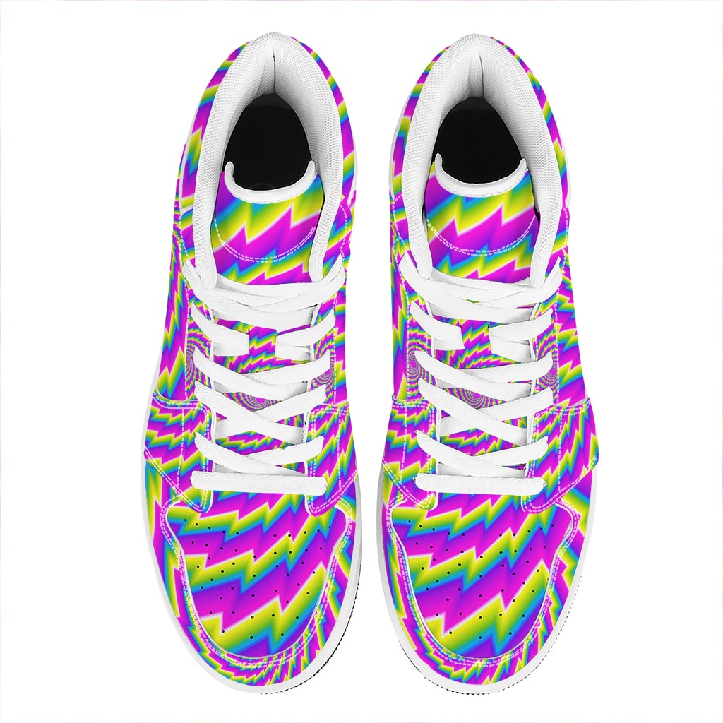 Abstract Twisted Moving Optical Illusion High Top Leather Sneakers
