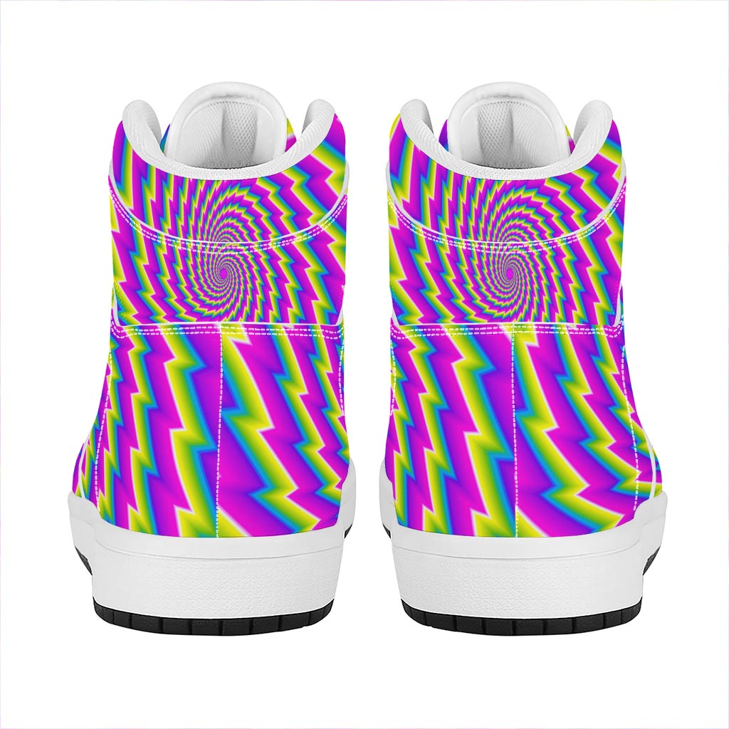Abstract Twisted Moving Optical Illusion High Top Leather Sneakers