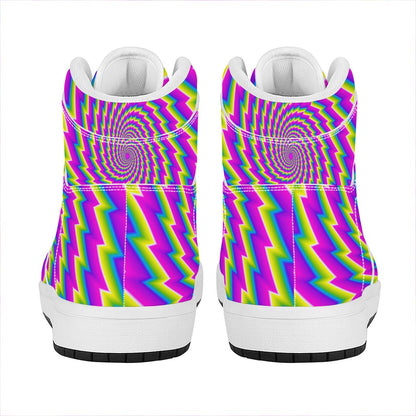 Abstract Twisted Moving Optical Illusion High Top Leather Sneakers