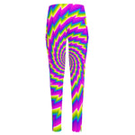 Abstract Twisted Moving Optical Illusion High-Waisted Pocket Leggings