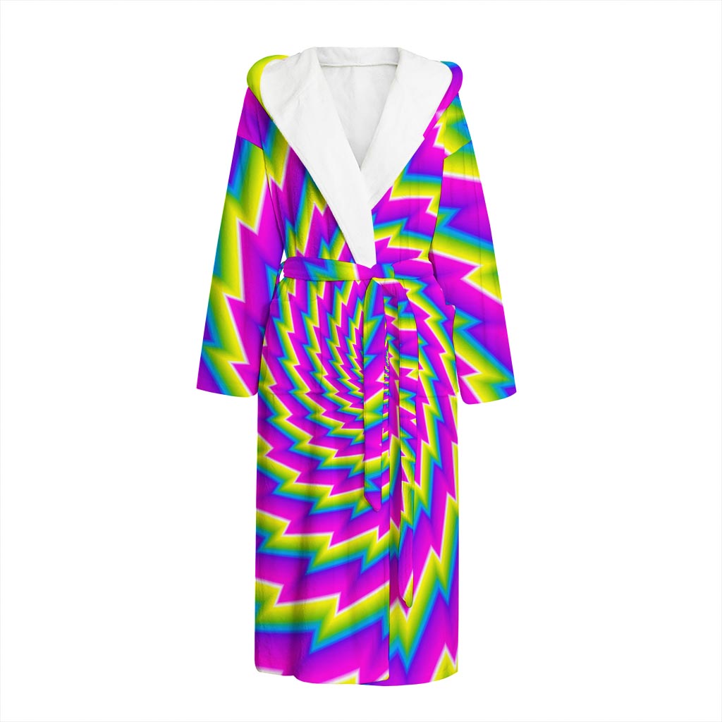 Abstract Twisted Moving Optical Illusion Hooded Bathrobe