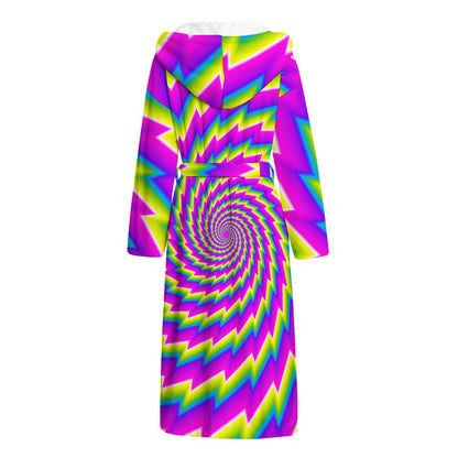 Abstract Twisted Moving Optical Illusion Hooded Bathrobe