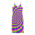 Abstract Twisted Moving Optical Illusion Jersey Midi Cami Dress