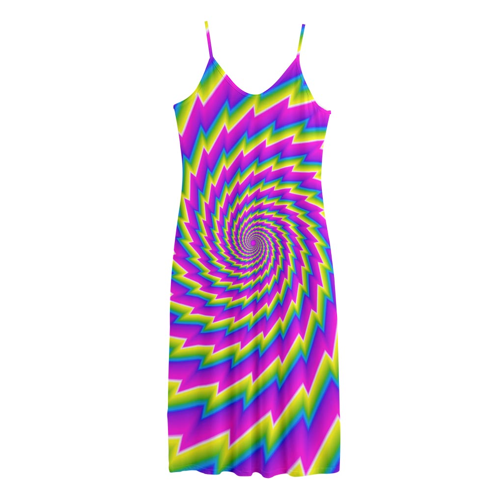 Abstract Twisted Moving Optical Illusion Jersey Midi Cami Dress