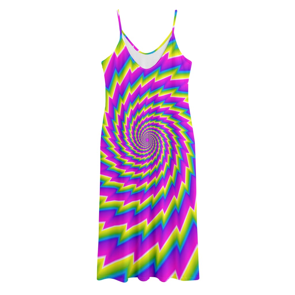 Abstract Twisted Moving Optical Illusion Jersey Midi Cami Dress