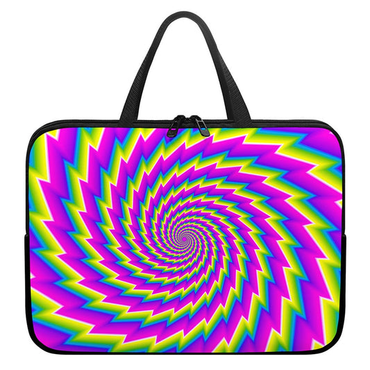 Abstract Twisted Moving Optical Illusion Laptop Sleeve With Handle