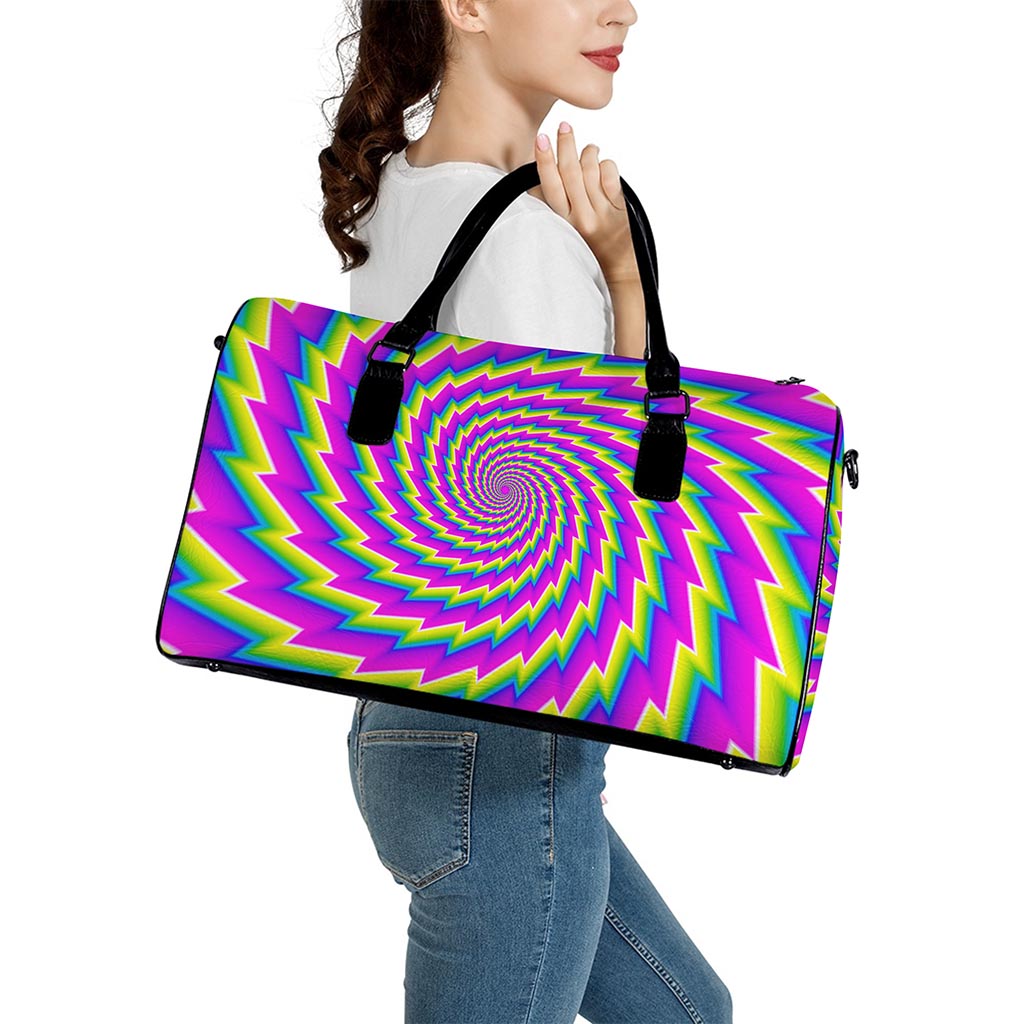 Abstract Twisted Moving Optical Illusion Leather Duffle Bag